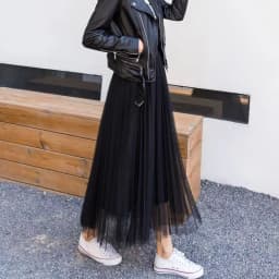 Vintage Tulle Skirt Women Streetwear Elastic High Waist Mesh Pleated Skirts Summer Elegant Korean A Line Office Ladies Skirt New