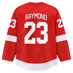 2026 Hockey Jersey Red/White Iconic Winged Wheel #23 Logo Striped Design Long-Sleeve Apparel for Fans & Collectors 3d HD Print