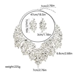Luxurious artificial crystal necklace and earrings set for women's formal evening gown as a gift for the wife