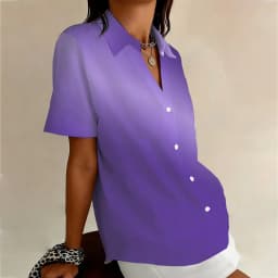 Summer Women's Plus-Size Shirt, Gradient Purple Series, Elegant, Intellectual, Trendy and Romantic, Suitable for Dating and Part