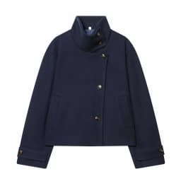 Women Vintage Stand Collar Breasted Long Sleeve Casual Woolen Coat Ladies Retro Long Sleeve Pockets Jacket Tops