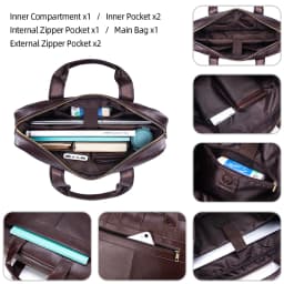 Genuine Leather Men's Briefcase Soft Luxury Business Bag 15.6 Inch Laptop Compatible Lightweight Office Commute Handbag