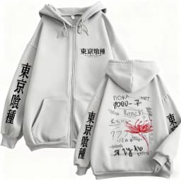 Anime Tokyo Ghoul Spider Lily Graphic Zipper Hoodie Manga Kaneki Ken Print Jacket Coat Men Women Fashion Casual Zip Up Hoodies