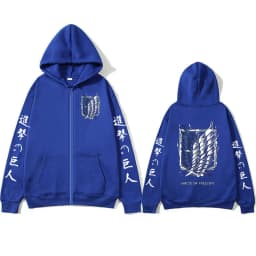 Anime Attack on Titan Zipper Hoodies Mikasa Ackerman Eren Jaeger Wings of Freedom Logo Zip Up Sweatshirts Pullovers Jacket Caots