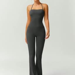 Female Sexy Backless Gym Jumpsuits Set Woman Training Yoga Flared Sportswear Woman Sports Clothes Fitness Elastic Training Suits