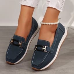 Spring New Women's Buckle Low-top Casual Shoes Fashion Round-toed Vulcanized Shoes Comfortable Slip-on Women's Flat Shoes