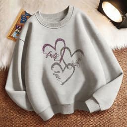 Funny Hoodie Children's Pullover Spring Leopard Print with Love Heart Design Crew Neck Graphic Sweatshirt Boy/Girl Kids Hoody