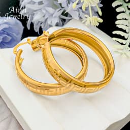 Hook Pattern Dubai 18K Gold Plated Hoop Earrings for Woman Circle Earring Party Wedding Gifts Italian African Jewelry Sets