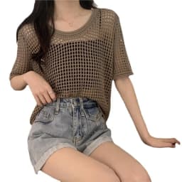 Summer Thin Design Hollow-out Short-Sleeved Sweater Women's Clothing Niche Loose All-Matching Classic Style Smock Top Fashion