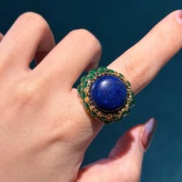 Vintage Round Natural Stone Green Rings Gold Plated Lapis Lazuli Inlay High Gold Color Women Engagement Quality Accessories 2026