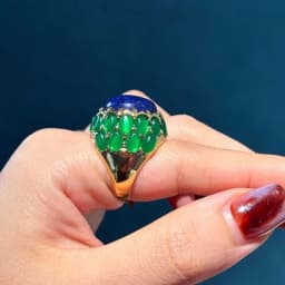 Vintage Round Natural Stone Green Rings Gold Plated Lapis Lazuli Inlay High Gold Color Women Engagement Quality Accessories 2026