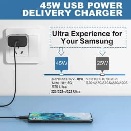 45W PD USB-C Super Fast Charger for Samsung Galaxy S24 Ultra S23 S22 S21 Plus Note10 A54 A34 5A Quick Charging Type C Data Cable