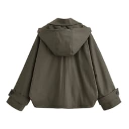 Women's Cape Style Hooded Windbreaker Spring Casual Lapel Collar Long Sleeve Single Breasted Jacket Fashion Loose Female Tops
