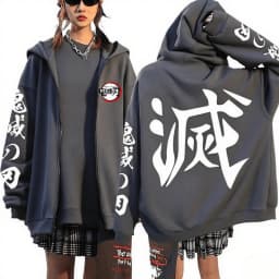 Demon Slayer Anime Zipper Hoodie Jacket Men Women Unisex Streetwear Casual Pullover Sweatshirt Spring Autumn Fashion Y2k Clothes