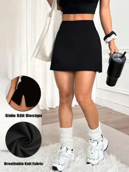High Waist Sports Skirt Side Slit Design Stretchy Yoga Cycling Tennis Training Outfit Fashion Casual Versatile Athletic Skirt
