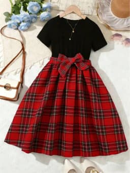 2026 Summer New Collection, Children's and Women's Clothing, Small Flying Sleeve Printed Round Neck Cute Plush Dress