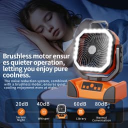 50000mAh Rechargeable Camping Fan with LED Light Remote Control Outdoor Hanging Fan for Tent Fishing Hurricane - 100H Runtime
