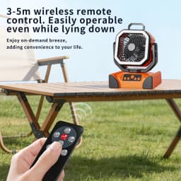 50000mAh Rechargeable Camping Fan with LED Light Remote Control Outdoor Hanging Fan for Tent Fishing Hurricane - 100H Runtime