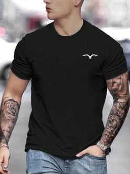 Men's 100% Cotton Summer Loose and Comfortable Bird Graphic Printed Slim Fit Casual Sports Round Neck Short Sleeved T-Shirt Top