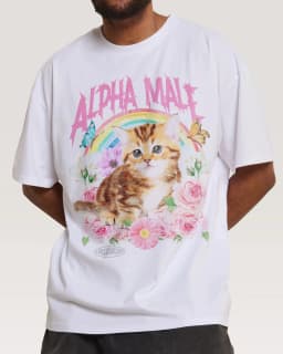 Alpha Male Fun Cute Cat Illustration Casual T-Shirt Men's and Women's Luxury Brand Top