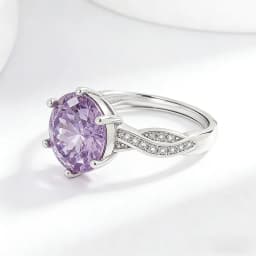 Romantic Elegant 925 Sterling Silver Violet Nest Cut High Carbon Diamond Ladies Ring Jewelry