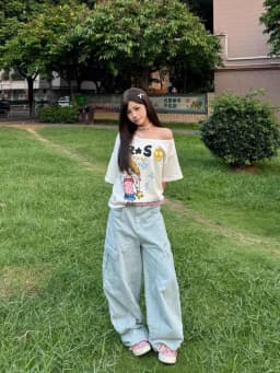 Seeslim Hotsweet Graphic T Shirts Cartoon Short Sleeve Summer Tops Off Shoulder Print T-shirt Women 2000s Clothes Y2k Tees Chic