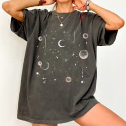 Women's Summer Celestial Moon T-shirt Unisex Cotton Streetwear Oversized Loose Casual Short Sleeve Suitable for All Seasons