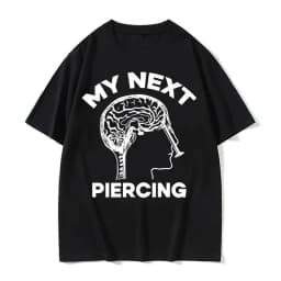 2026 Streetwear My Next Piercing Funny Print T-Shirt Women Short Sleeve Crew Neck T-Shirt Lobotomy Meme Graphic T Shirt Summer