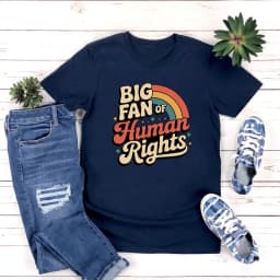 Big Fan of Human Rights T Shirt Retro Rainbow Tshirt Unisex Short Sleeve T Shirts Radicalized By Basic Decency Tee Streetwear