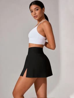 Women's Side Split Yoga Skirts Sexy Slim Fit Athletic Training Skirt Wide Waistband Smooth Texture Non See Through Fitness Skirt