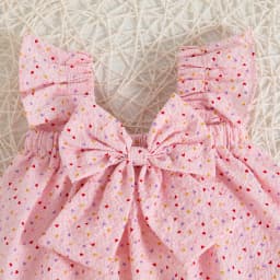 2pc/Set Baby SetS Summer Cotton Bow Top And Shorts Baby Clothing Adorable All-Over Heart Print Girl's Beach Set