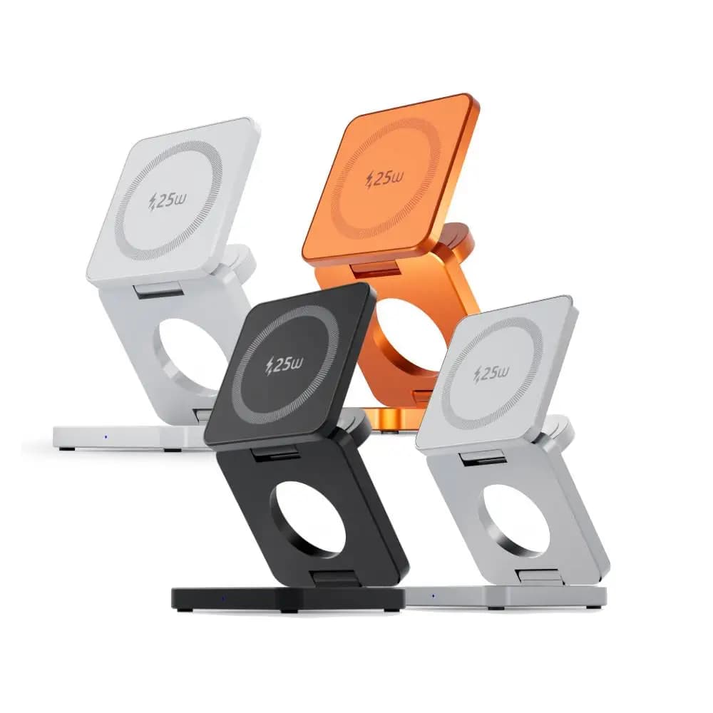 3-in-1 Magnetic 25W Foldable Qi2 Wireless Charging Stand For iPhone 17 16 15 14 13 12/Apple Watch/AirPod