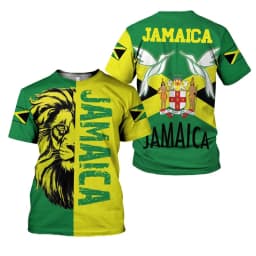 Jamaica Lion Of Judah T-Shirt Men Women Reggae Rasta Flag Graphic Tee Football jersey, outdoor sports, street casual fashion