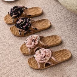 Summer Woven Mat Home Cooling Mat Slippers Bow Knot Indoor Bamboo Fish Mouth Woven Grass Shoes