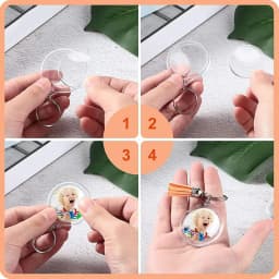10/30/50/100Sets Acrylic Photo Frame Keychain With Tassels Snap-In Custom Insert Photo Acrylic Blank Keyring Clear Blank Keyring