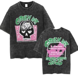 Washed Vintage Punk Band Green Day Cartoon Funny Merch T-shirt Men Women Clothing Rock Oversized T Shirts Men's Fashion T-shirts