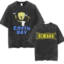 Washed Vintage Punk Band Green Day Cartoon Funny Merch T-shirt Men Women Clothing Rock Oversized T Shirts Men's Fashion T-shirts