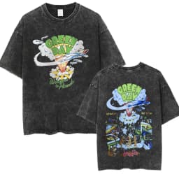 Washed Vintage Punk Band Green Day Cartoon Funny Merch T-shirt Men Women Clothing Rock Oversized T Shirts Men's Fashion T-shirts