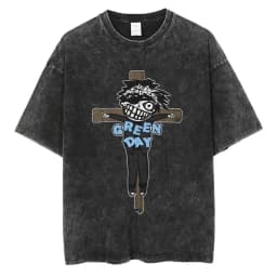 Washed Vintage Punk Band Green Day Cartoon Funny Merch T-shirt Men Women Clothing Rock Oversized T Shirts Men's Fashion T-shirts