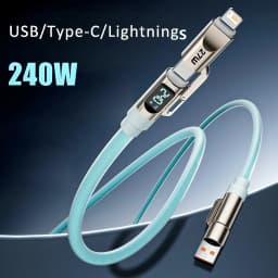 240W Super Fast Charging 4-in-1 Charging Cable,2 Tow 2 Multi-Interface Data Cable,USB Universal PD For iPhone Samsung Xiaomi