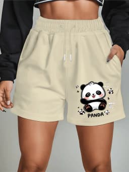Cute Panda Pattern New Women's Shorts Summer Casual Versatile American Trendy Outerwear Pants Summer Beach Pants
