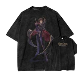 2026 New ACID WASH TEE Code Geass Anime Printed T-shirt Men's and Women's Washed T-shirt High Quality Vintage Cotton T-shirt Top