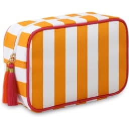 Large Striped Portable Cosmetic Bag For Women Tassel Zipper Makeup Bag Large Capacity Pouch Bags Casual Tote with Zipper Closure