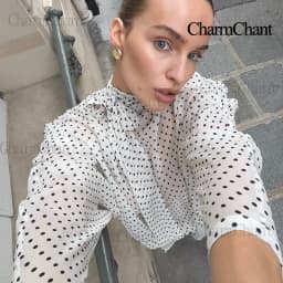 CharmChant Women's Polka Dot Sheer Chiffon Oversized Shirt & Maxi Skirt 2 Piece Set Spring 2026 Retro Elegant Chic Party Outfits