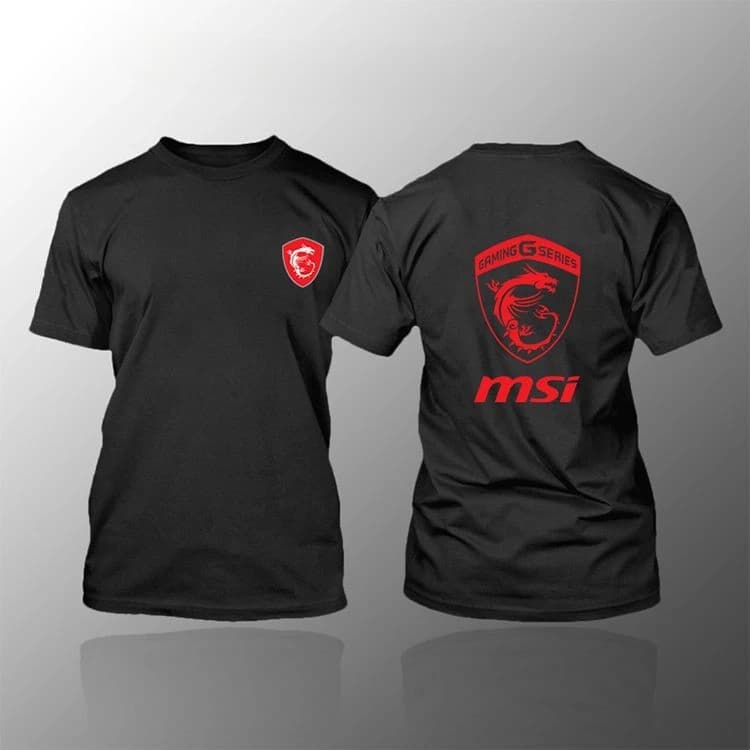 MSI Red Dragon Logo Round-neck Short-sleeved T-shirt Computer City Geek Workwear Faith Clothing Men's Casual Top