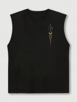 100% Pure Cotton Men's Summer Fashionable Casual Sports Loose Geometric Pattern Printed Breathable Round Neck Sleeveless Vest
