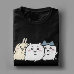 Chubby Bloated Chiikawas Hachiware Usagi Hungry Eat Food Full Fat T Shirts Men's Cotton T-Shirt Tee Shirt Clothing Gift Idea