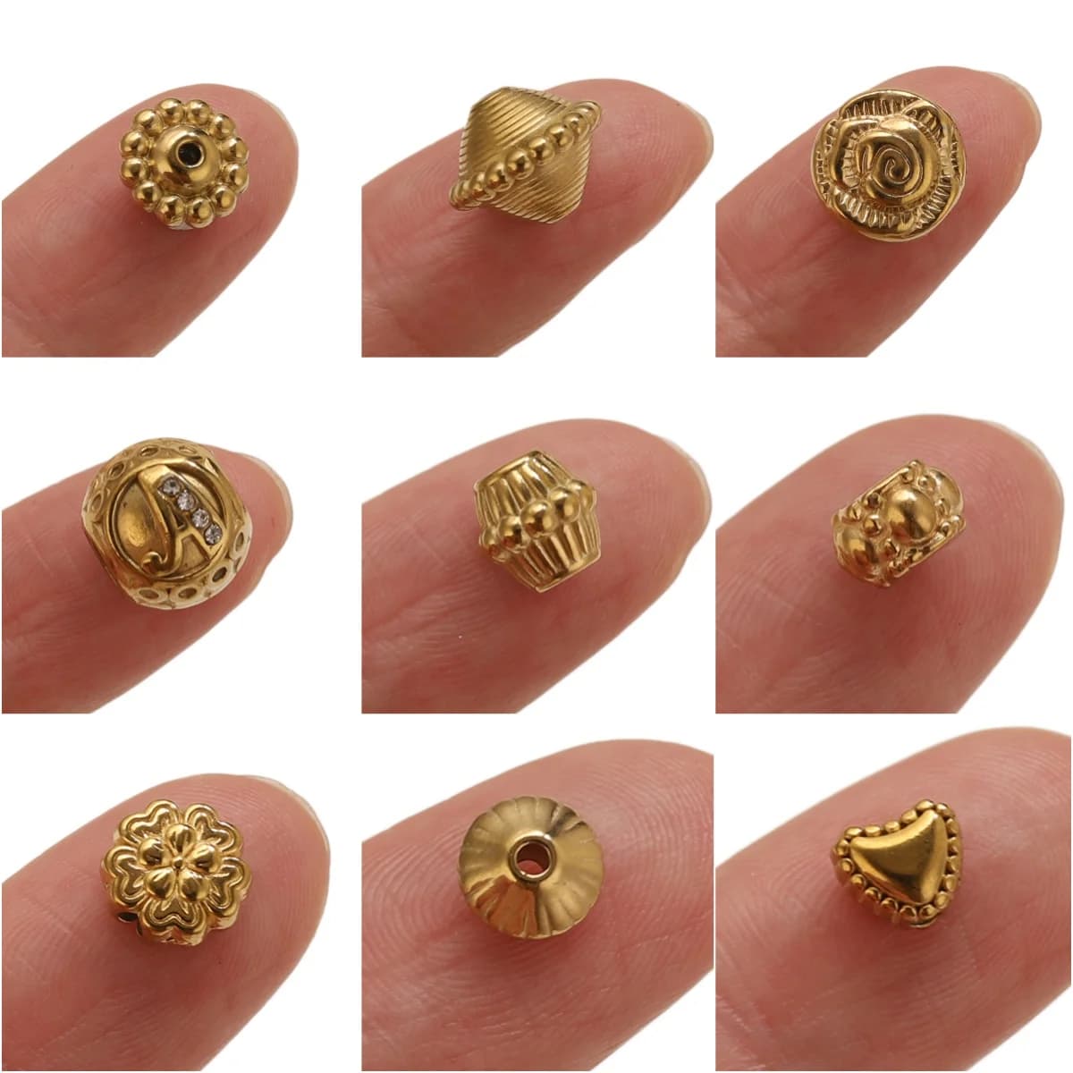 5PCS Flower Spacers Beads18K Gold Plated For Jewelry Making Bead Separator Stainless Steel Never Fade Flat Beads DIY Bracelet