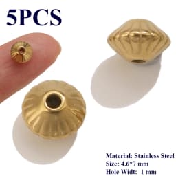5PCS Flower Spacers Beads18K Gold Plated For Jewelry Making Bead Separator Stainless Steel Never Fade Flat Beads DIY Bracelet