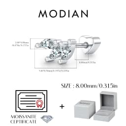 MODIAN 0.3CT Marquise Cut Moissanite Cartilage Ear 925 Sterling Sliver Earrings Heart Screw Stud Earrings For Women Fine Jewelry